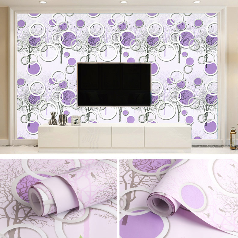 Combo 10 mét giấy dán tường, decal dán tường trang trí nhà cửa Ô TRÒN TÍM khổ 45cm