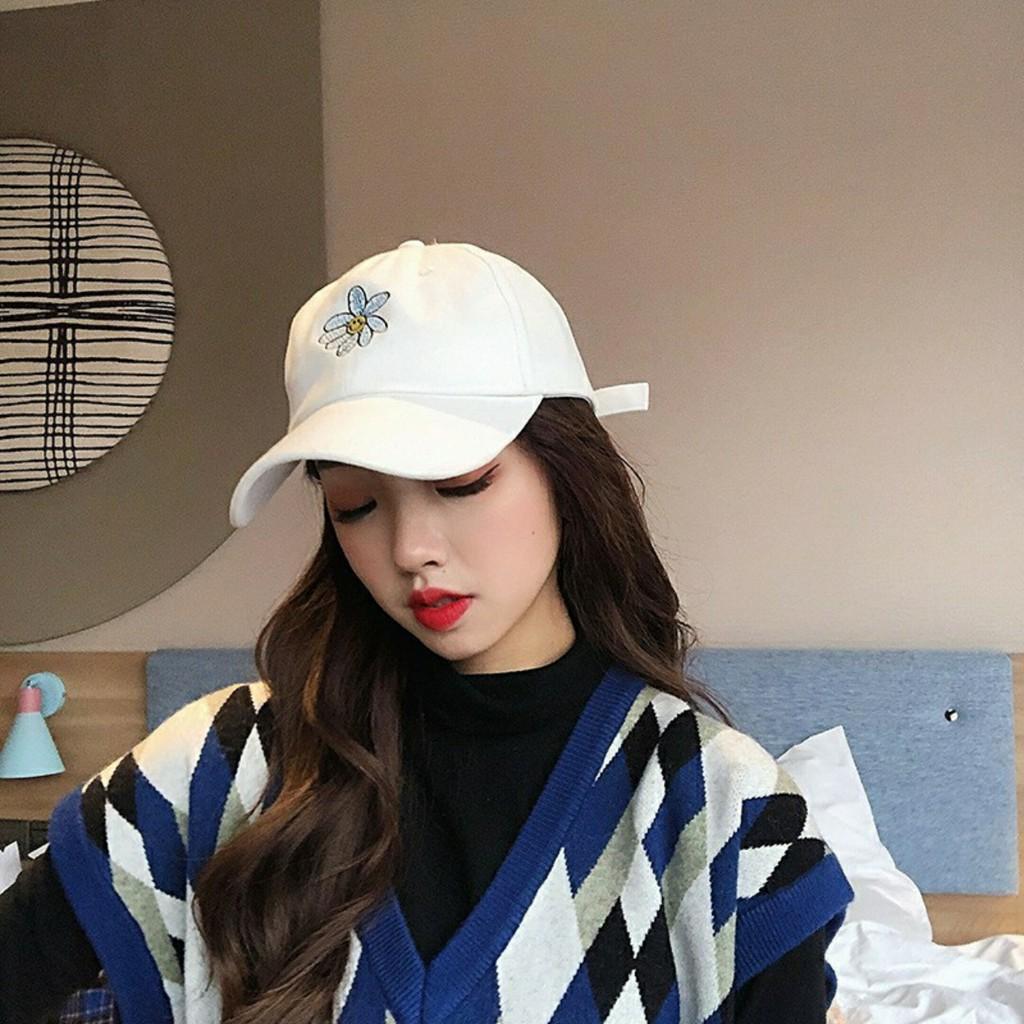 Mũ lưỡi trai UNISEX thêu hình hoa cúc phong cách Ulzzang nhiều màu