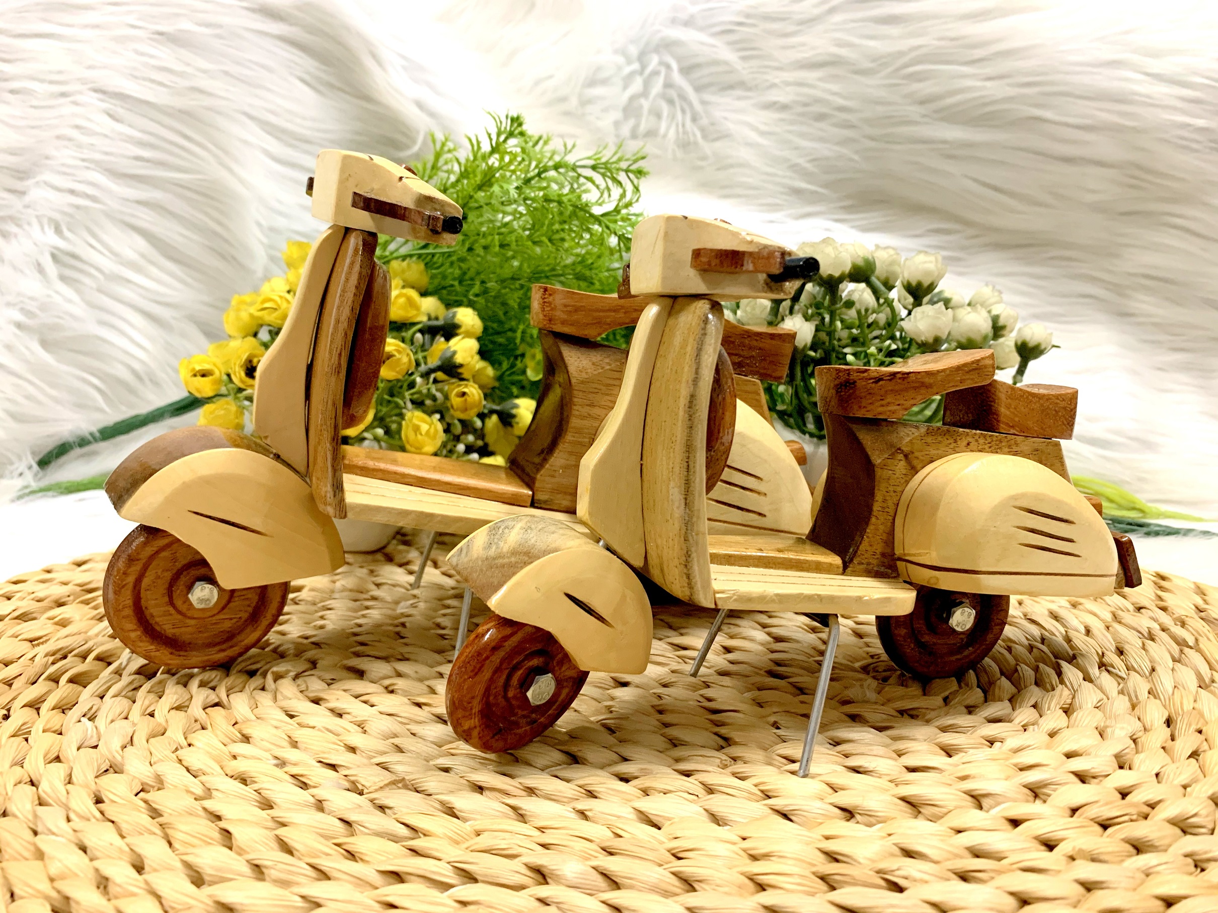 Mô hình xe Vespa bằng gỗ xe máy bằng gỗ chất lượng cao gỗ tự nhiên