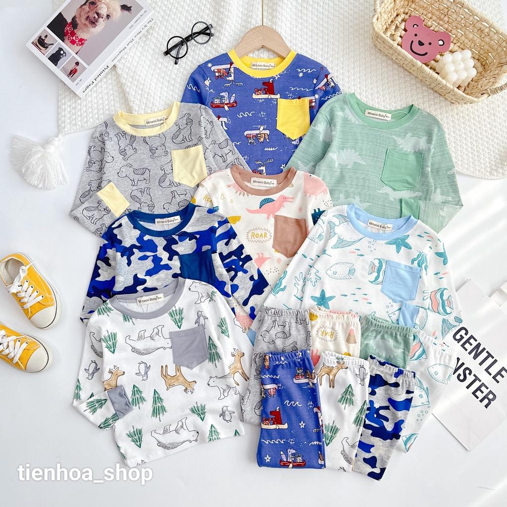 Bộ Dài Tay Có túi Cotton Bozip Xuất Xịn Siêu Mềm Mịn Mát Cho Bé Trai - Bảng 3 - HÀNG LOẠI 1