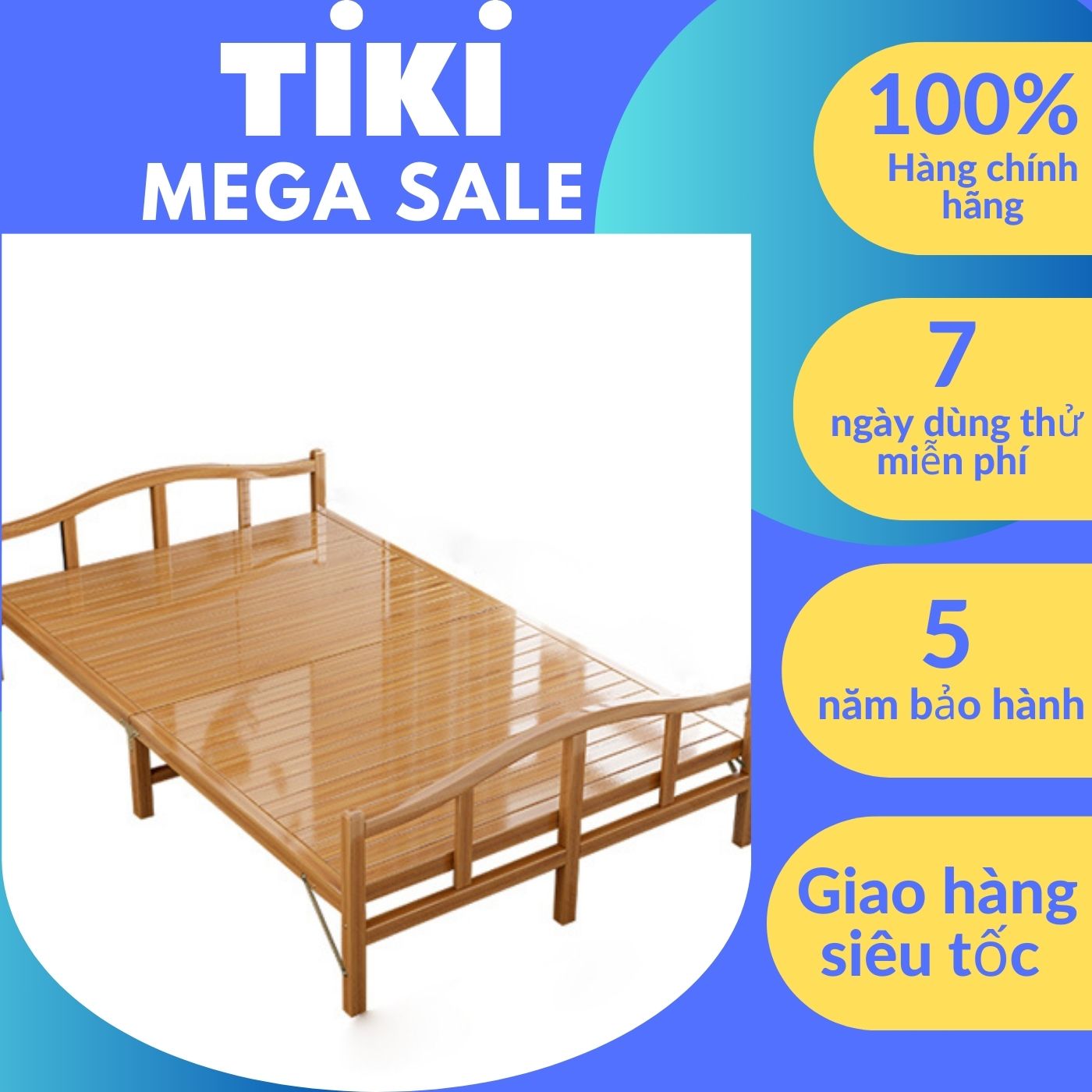 Giường tre gấp gọn, giường gấp nguyên liệu 100% tre già tự nhiên chọn lọc thân thiện môi trường bảo vệ sức khỏe