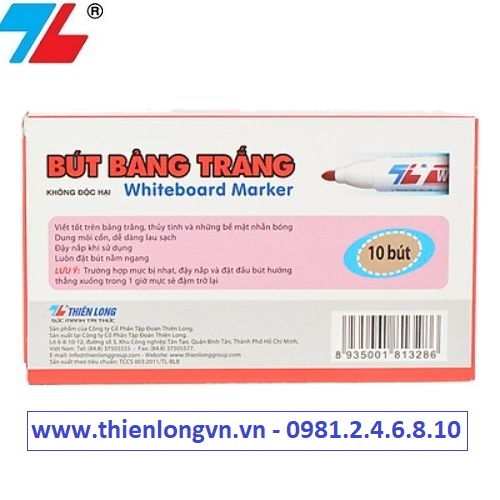 Hộp 10 cây bút lông bảng to Thiên Long; WB-03 mực đỏ