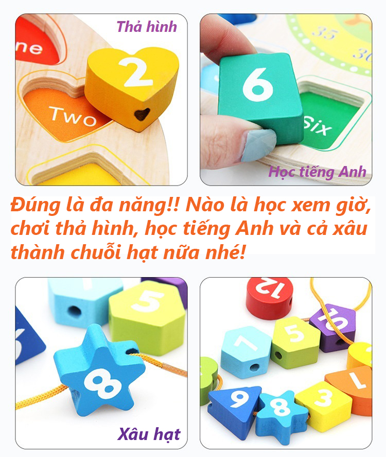 Đồ chơi đồng hồ gỗ thông minh