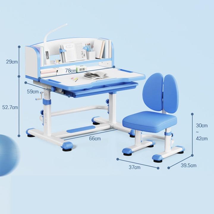 Bàn Học Thông Minh Trống Gù Cho Bé Có Giá Sách Tặng Kèm Đèn Học Và Ghế, Bàn Học Tại Nhà Cho Bé BAH059