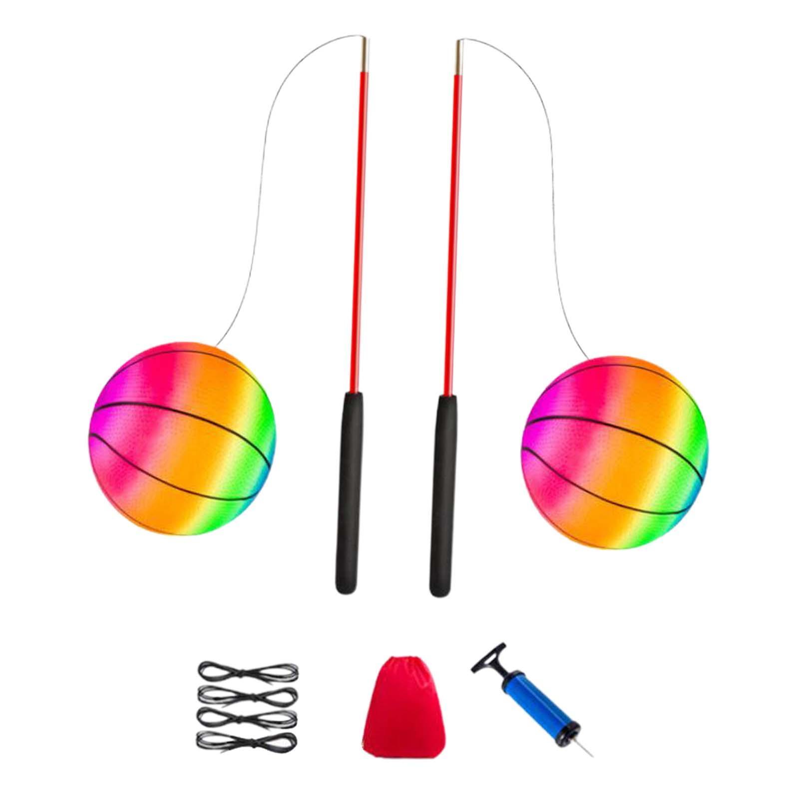 Fitness Ball Exercise Ball Gym Tennis Training with Rod Sports Hand Throwing Ball Arm Swing Balls for Children Adults Middle Aged and Elderly