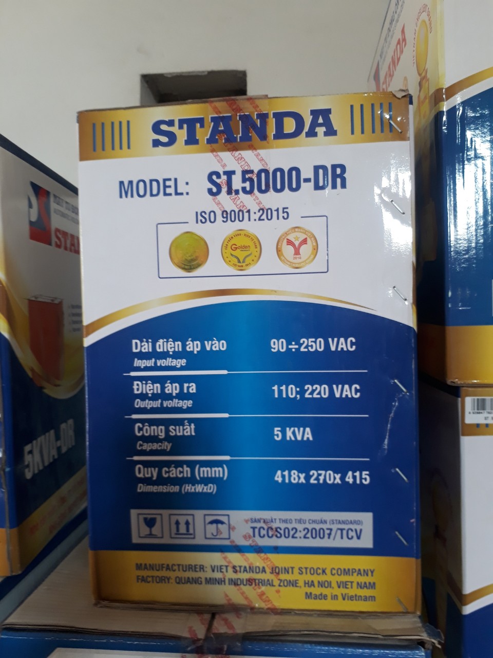 ỔN ÁP STANDA  5KW GIẢI 90-250V THM CÓ 3 ĐỒNG HỒ