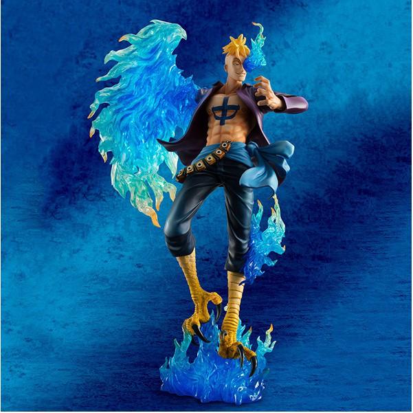 Mô hình One Piece Mô hình Figure Marco Phượng Hoàng màu rất là sắc nét màu xanh cánh lửa đẹp