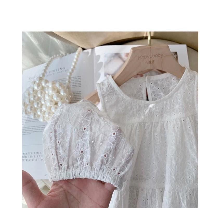 Áo trễ vai babydoll cho bé gái ( hàng sẵn,chất vải thô mát