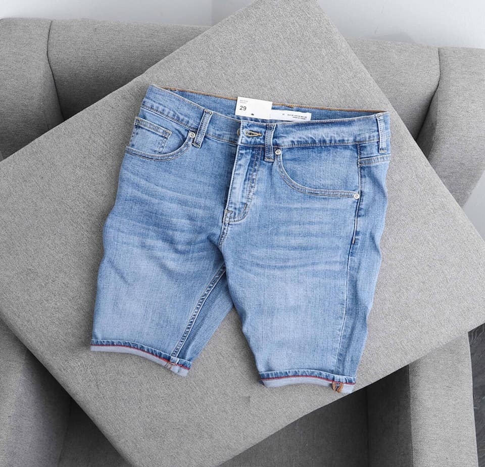 QUẦN SHORT JEAN NAM CO GIÃN MÀU TRƠN - GV5271 - 30 - XANH ĐẬM