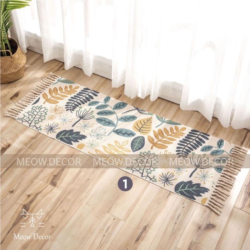 Thảm trải sàn thổ cẩm hình chữ nhật trang trí nhà cửa phong cách boho