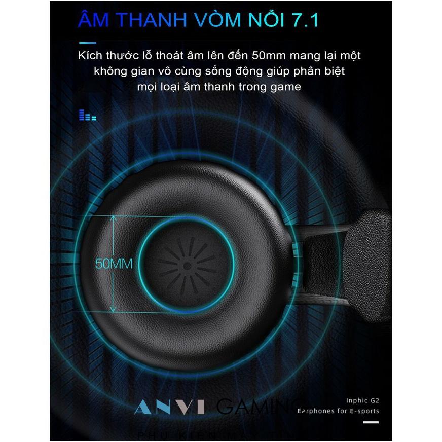 Tai Nghe Headphone Gaming INPHIC G2 LED RGB - Âm Siêu Trầm Sống Động Nhẹ Dẻo - Hàng Nhập Khẩu