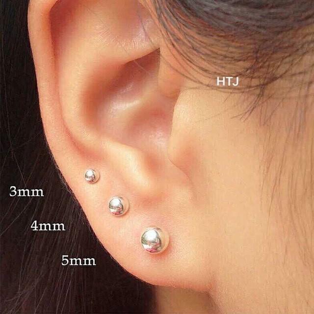Bông tai nữ nụ tròn chuẩn bạc ta giá xưởng