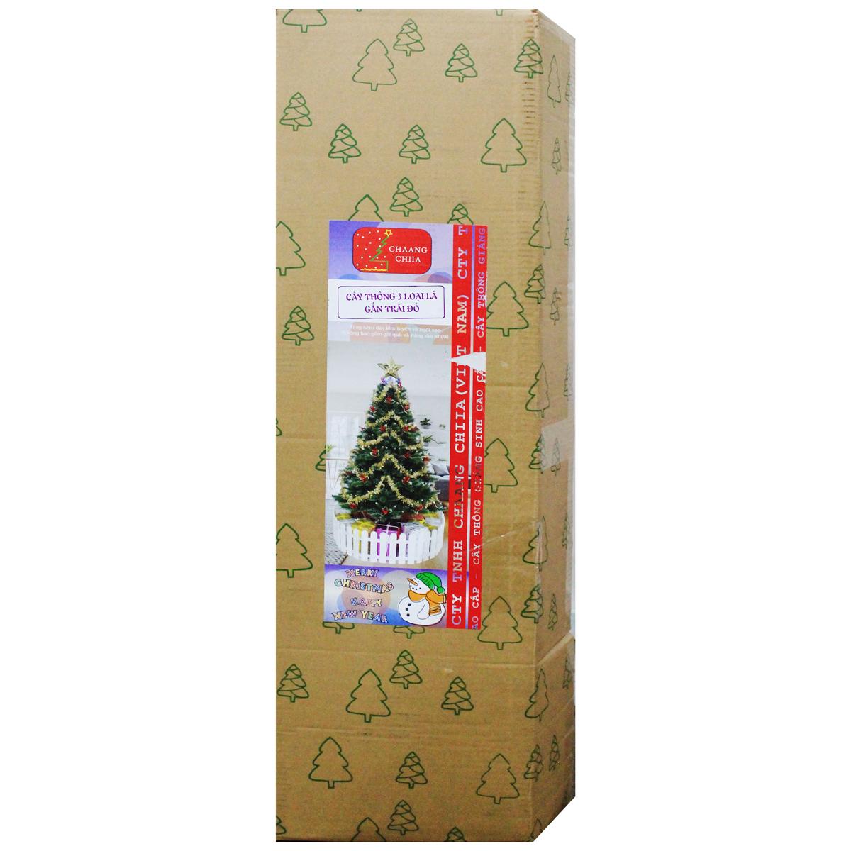 Cây Thông Noel 3 Loại Lá Gắn Trái Đỏ180 cm - Chaang Chiia LP-3LLQC-6R
