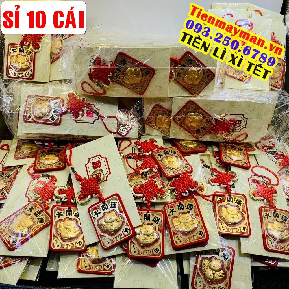 LOT 10 Bao Lì Xì Mạ Vàng Dây Treo Mèo Thần Tài Đại Cát Đại Lợi, Quà Tặng Tết 2023 PASA COLLECTION