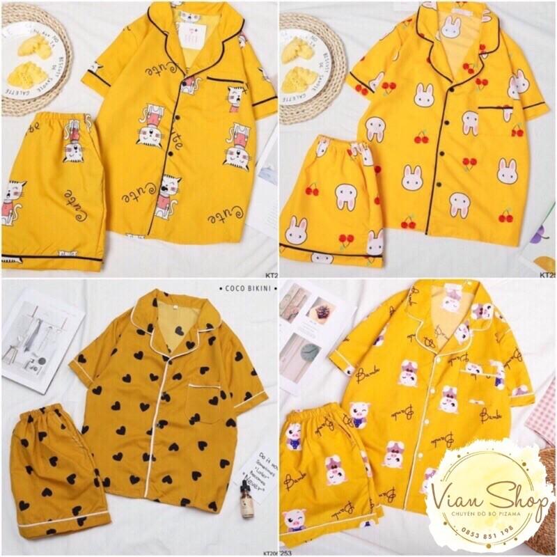 Bộ đồ pijama  Bộ Đồ Ngủ Mặc Nhà Kate Thái Cộc Dài Hoạ Tiết Dễ Thương