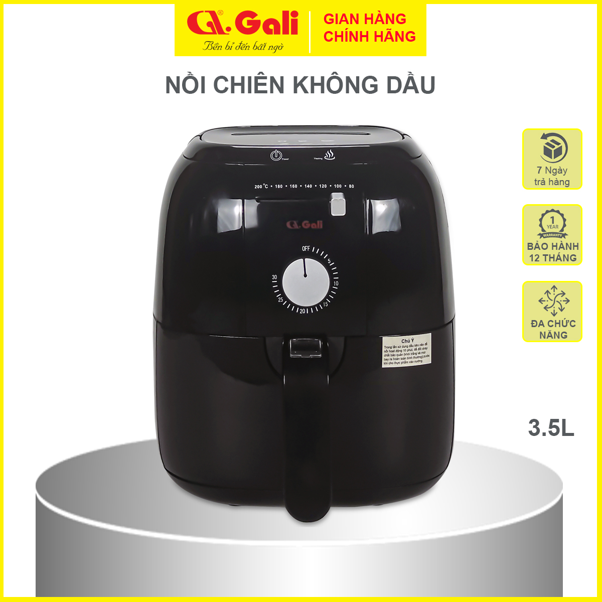 Lò nướng đa năng, nồi chiên không dầu, lò nướng chân không, dung tích lớn 6 lít, hàng chính hãng, bảo hành chính hãng 12 tháng Gali