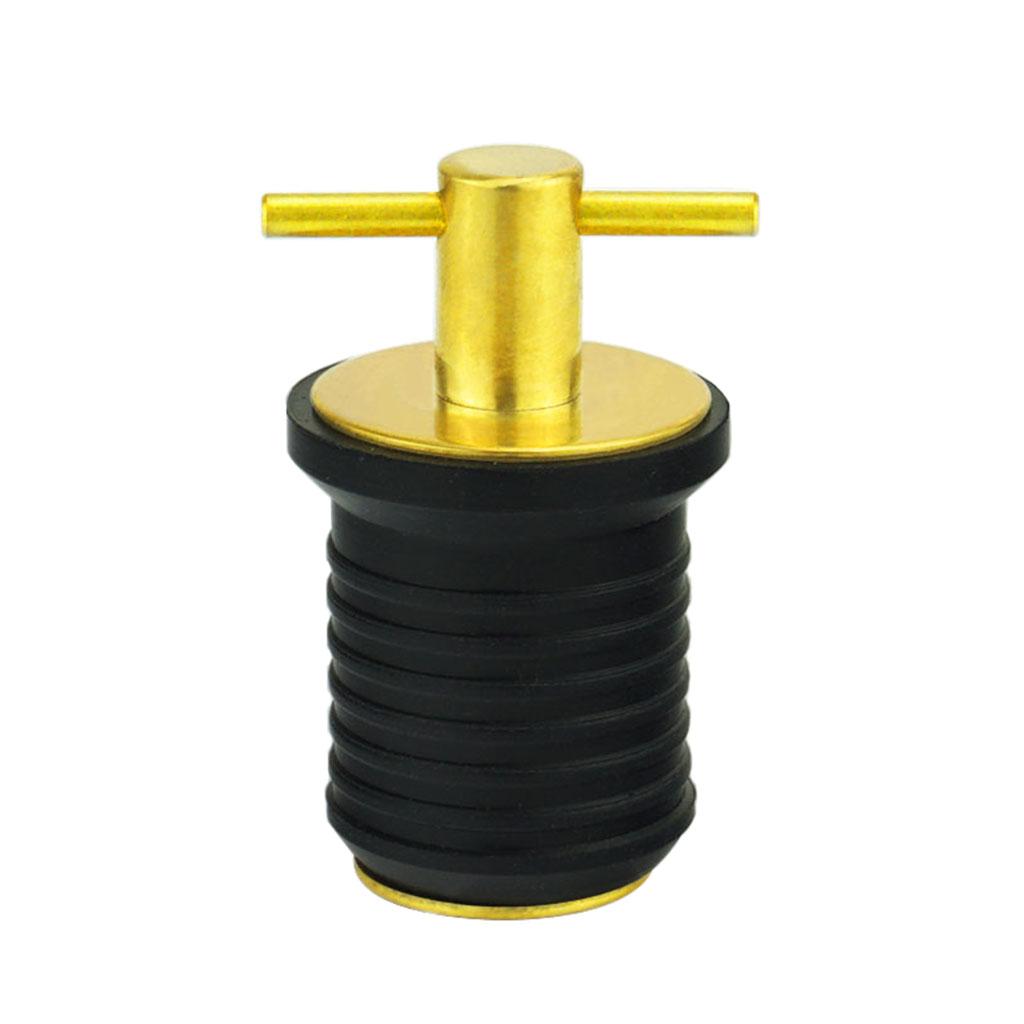 1inch Rubber Brass T-Handle -Turn Plug Hull Livewell Marine Accessories