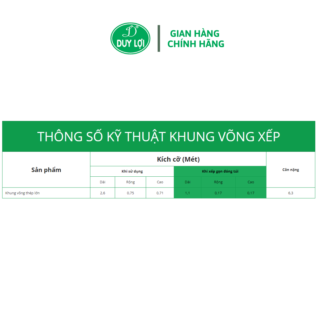 KHUNG VÕNG XẾP DUY LỢI THÉP - CỠ LỚN (KHÔNG BAO GỒM VÕNG LƯỚI) - TẶNG 10 MÓC ÁO KÉP NHỰA CAO CẤP DUY LỢI