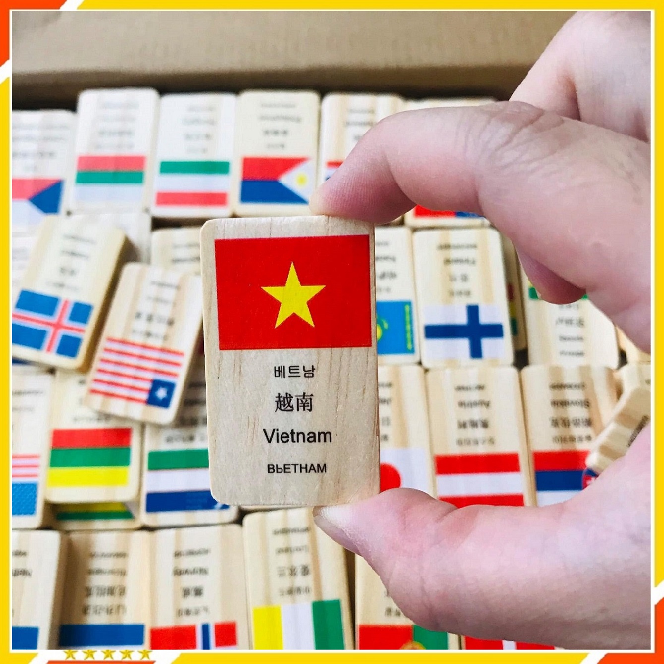 Đồ Chơi Gỗ, Bộ Domino Cờ 100 Quốc Gia Trên Thế Giới, Đồ Chơi Trẻ Em