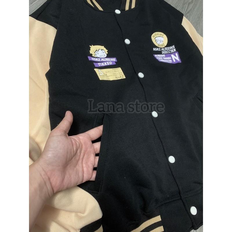 Áo Khoác Bomber Nỉ Bông Tikkeo Form Rộng Thoải Mái Freesize Chuẩn Unisex