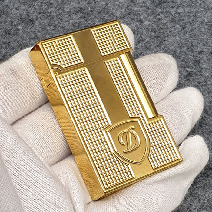 Vỏ Hột Quẹt Bật Lửa Upon Super Ô Vuông Kèm Khiên D144V Màu Vàng - Dùng Gas Đá Cao Cấp