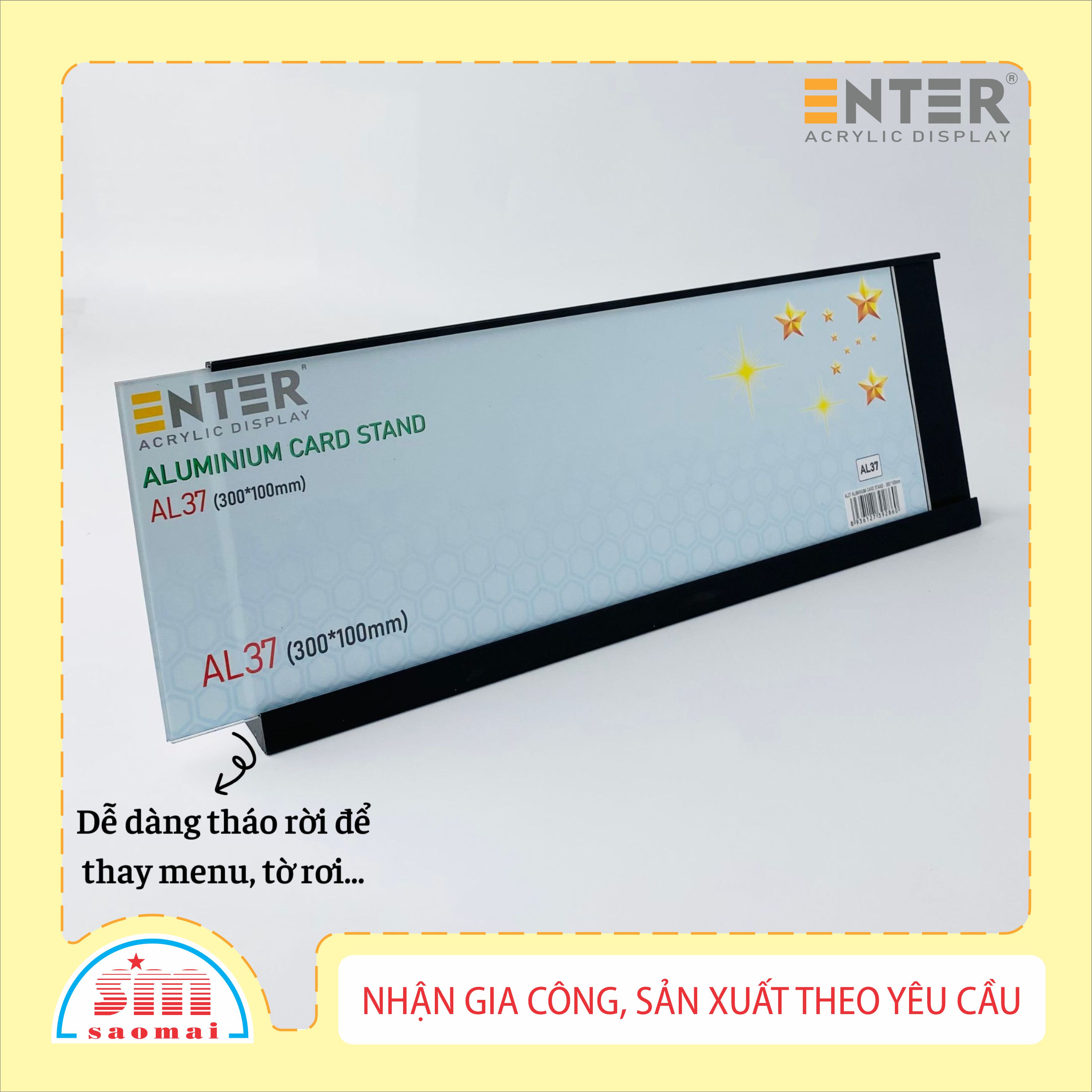 Bảng thông tin để bàn nhôm Enter AL37 300x100mm