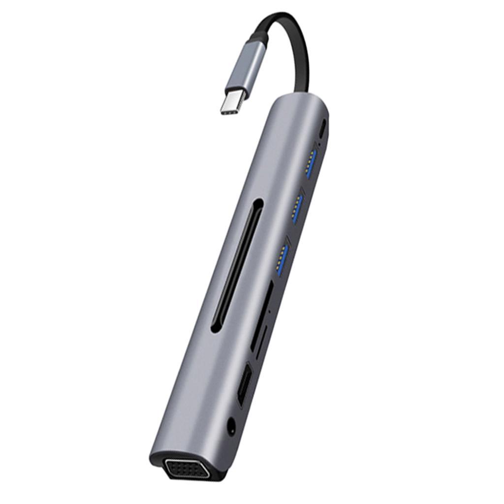 9 in 1 USB C -C to   3 USB3.0 TF Audio PD Charging Dock Adapter