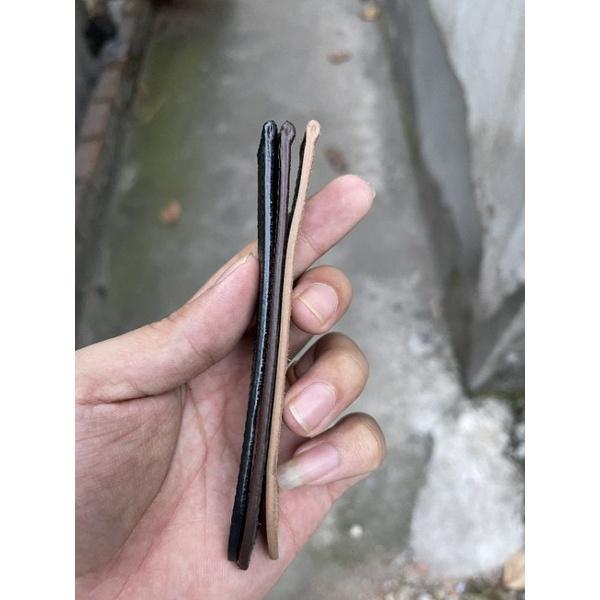 Dây Đồng Hồ da Bò Lộn Khâu viền màu đen da thật tặng kèm khóa chốt size 18, 20, 22
