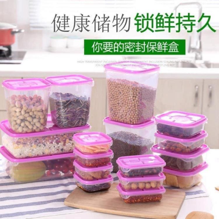 Bộ Hộp Nhựa - Hộp Đựng Thức Ăn 17 Chi Tiết Đựng Thực Phẩm Để Tủ Lạnh