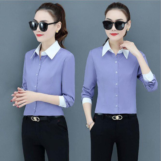 Áo sơ mi nữu công sở phối màu s16