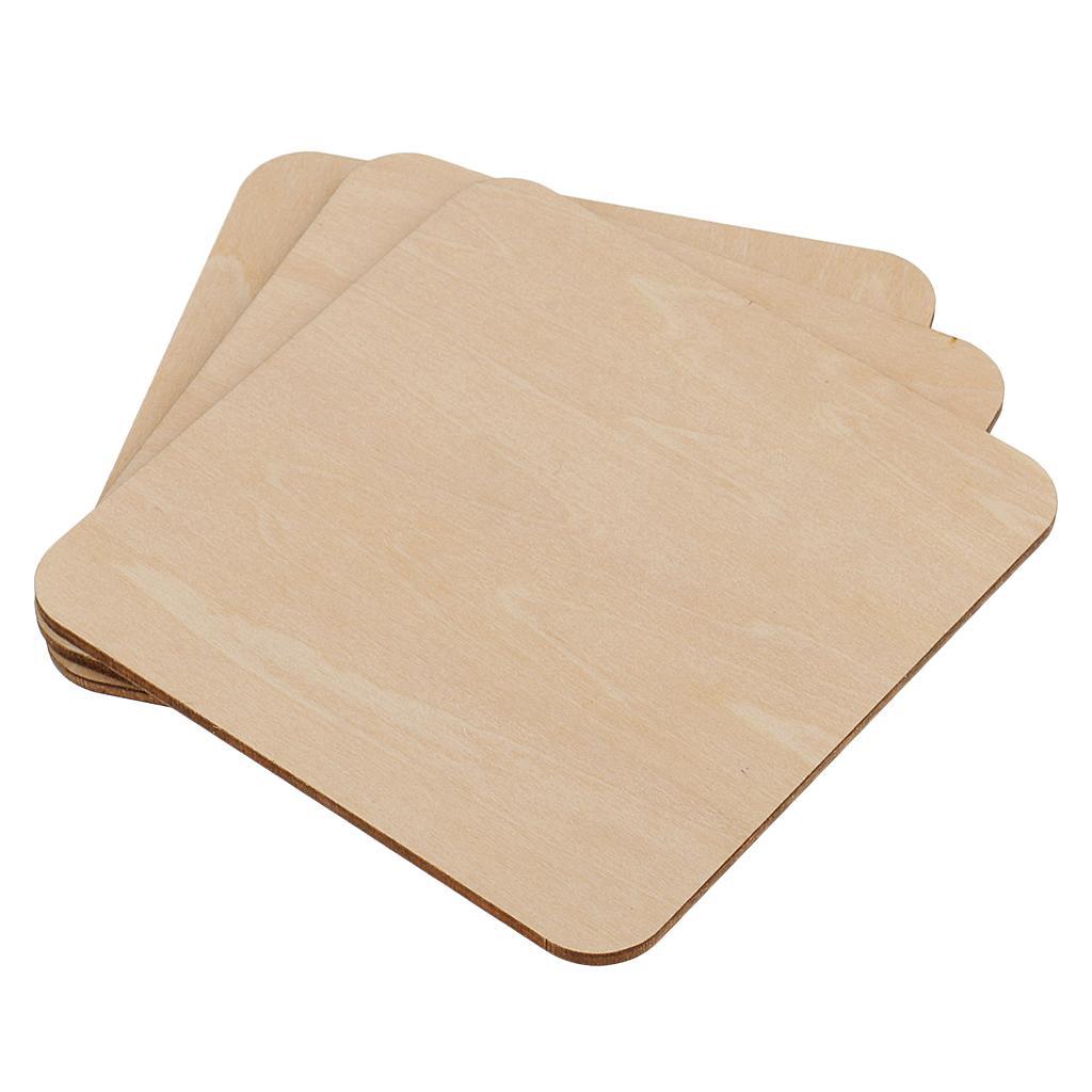 4-10pack Square MDF Unfinished Wood Pieces Blank Plaque DIY Craft 100x100mm 3