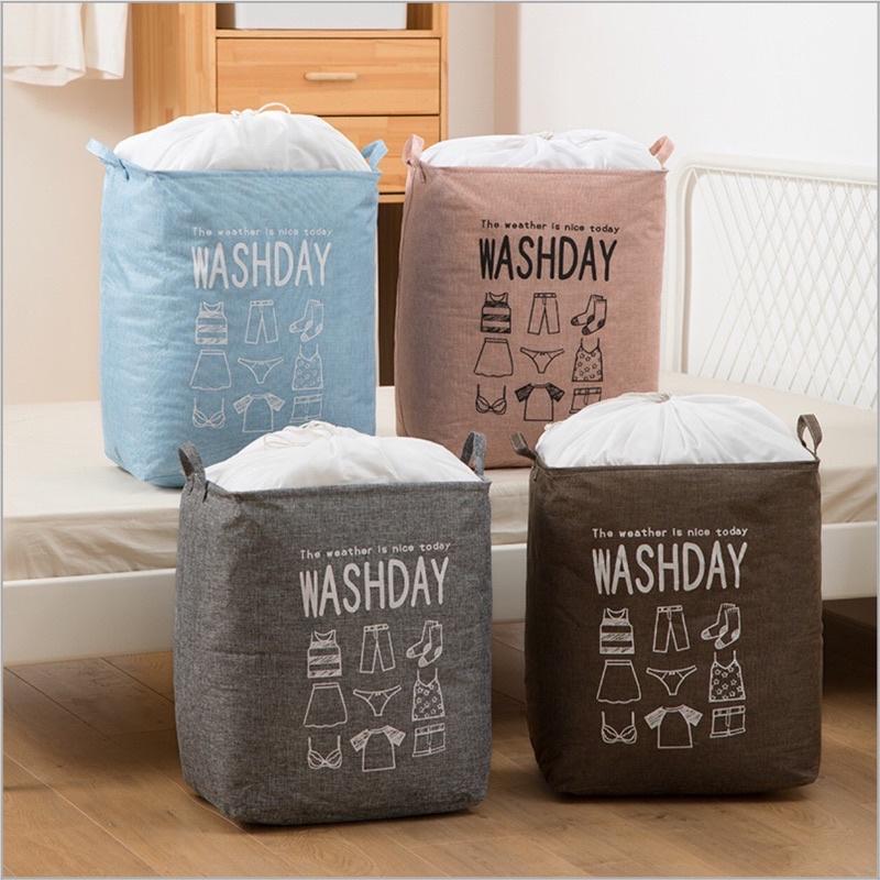 Giỏ Đựng Quần Áo Bằng Vải Cỡ Lớn, Túi Đựng Chăn Màn Đa Năng WASHDAY Có Thể Gấp Gọn Vintage Xinh Xắn
