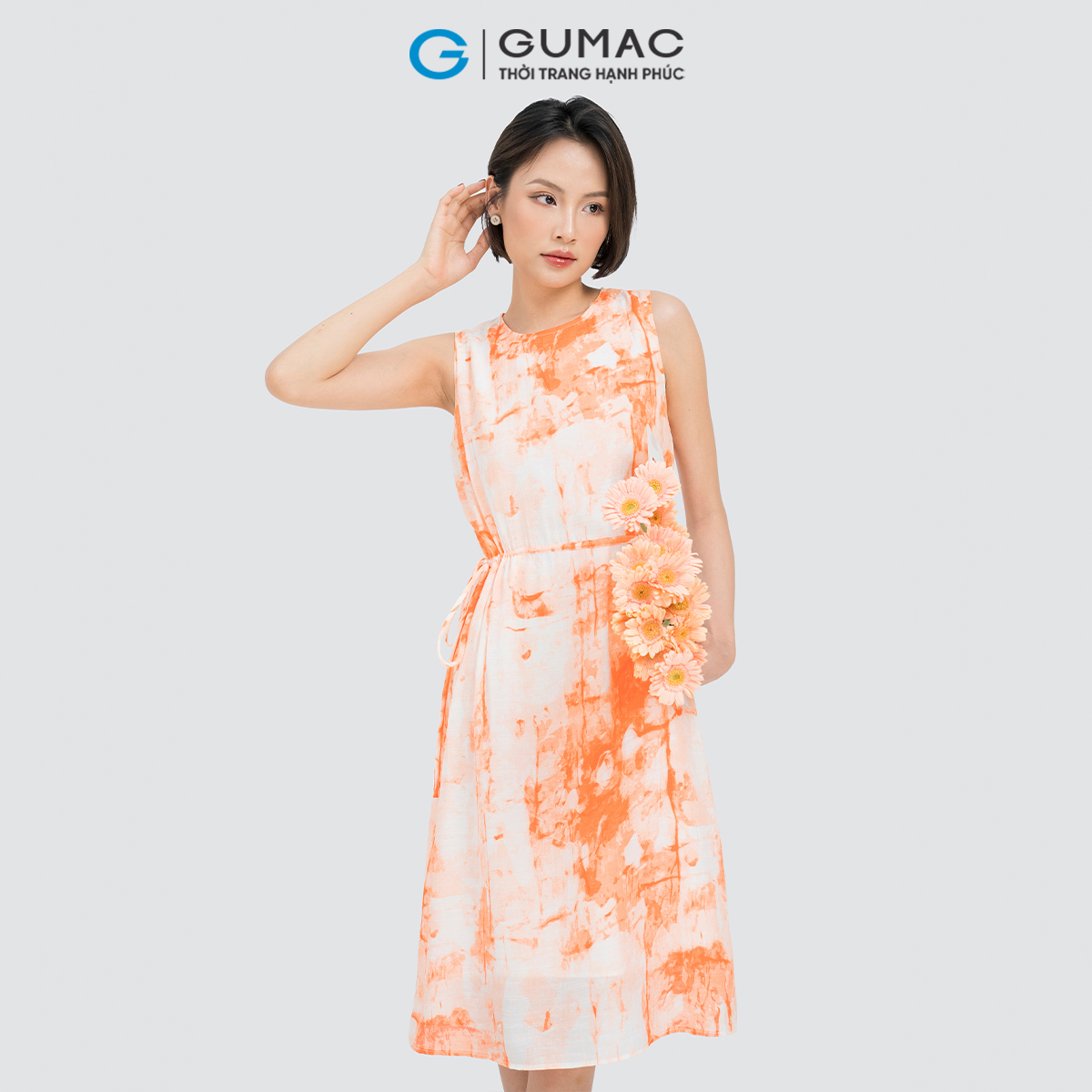 Đầm suông dây rút eo GUMAC DD04046