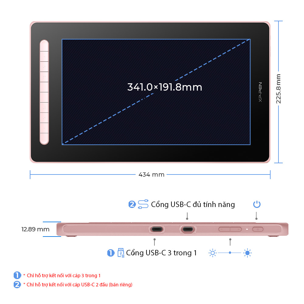 Bảng Vẽ Màn Hình XP-Pen Artist 16 Gen 2 Chip X3 Android 127% SRGB Cảm Ứng Nghiêng - Hàng Chính Hãng