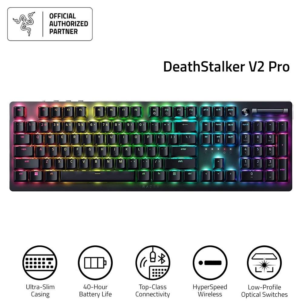 Bàn phím Gaming không dây Razer DeathStalker V2 Pro Low Profile Optical - Hàng chính hãng