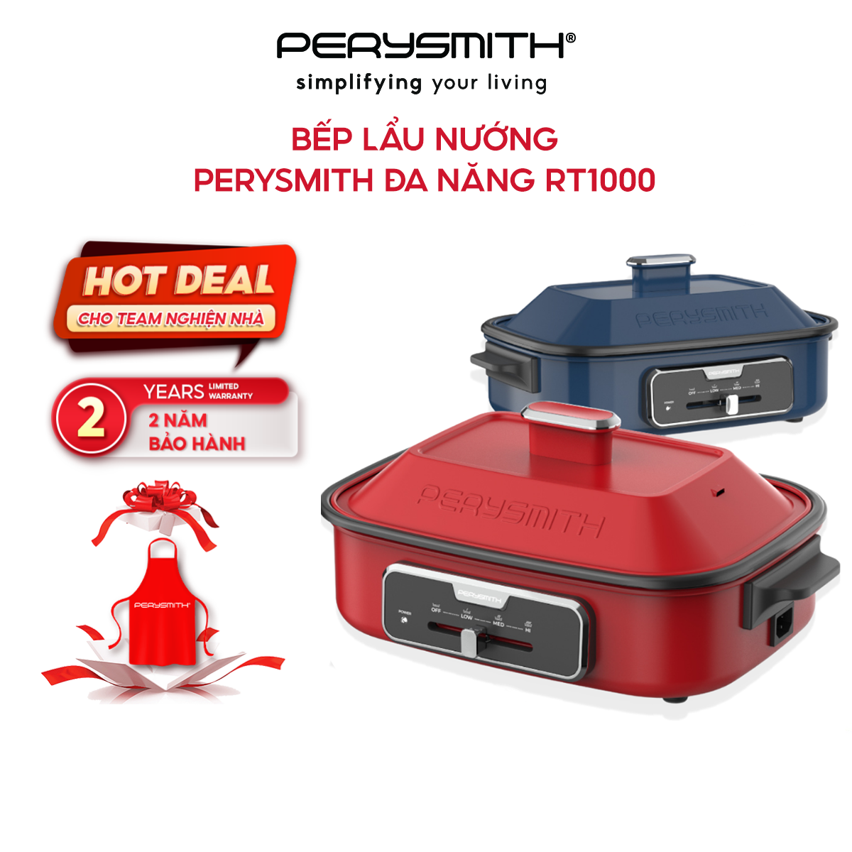 Bếp lẩu nướng Perysmith đa năng RT1000 - Hàng chính hãng