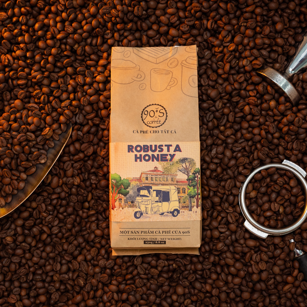 Cà Phê Robusta Honey Rang Xay Nguyên Chất - Dạng Bột - 90S Coffee Vietnam - 100% Cà Phê Sạch Cao Cấp