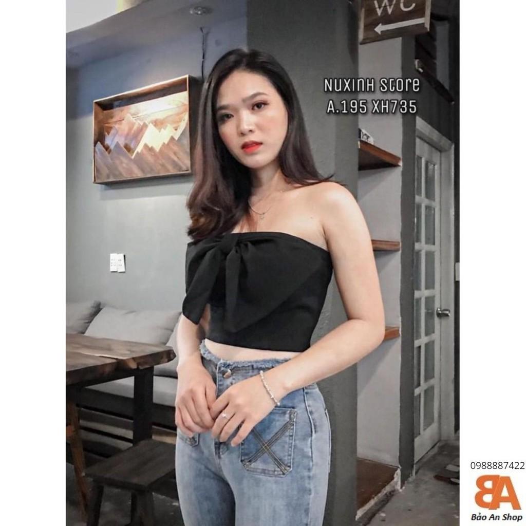 Áo ống croptop phối nơ ngực