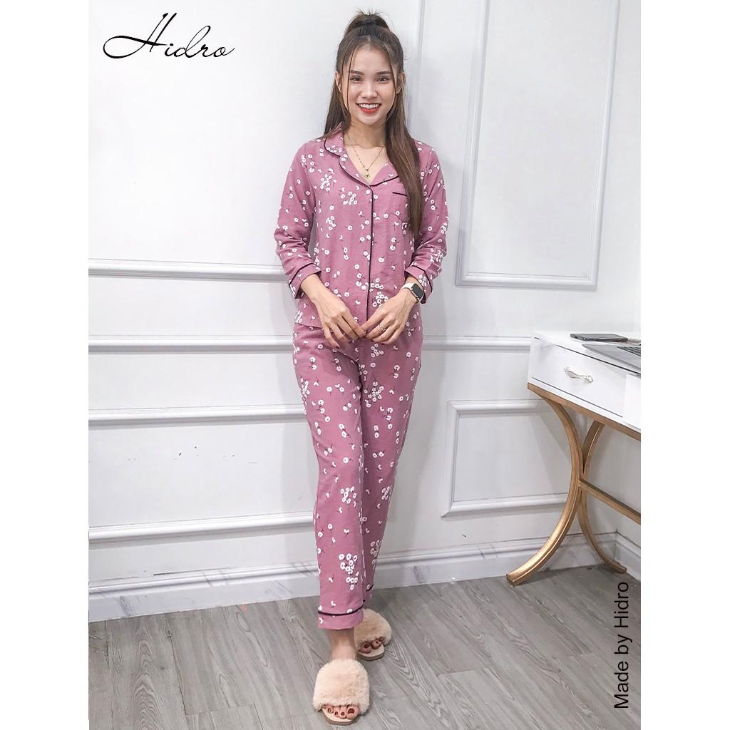 Bộ ngủ pijama nhung tăm dài tay