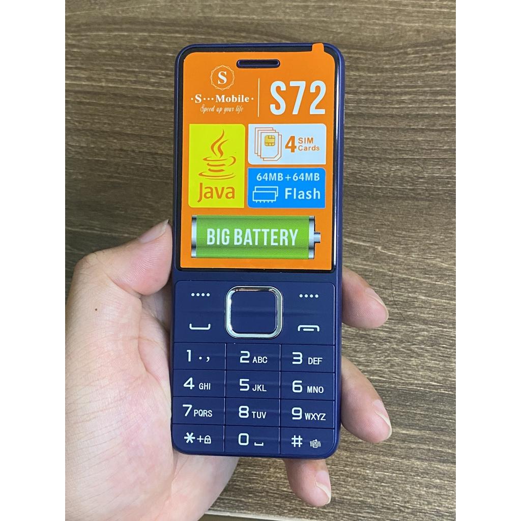 Điện Thoại S-Mobile S72 - 4 Sim - Pin Khủng 3000 mAh - Loa Cực To - Lướt Mạng - Mới Full Box-Bảo Hành 06 Tháng