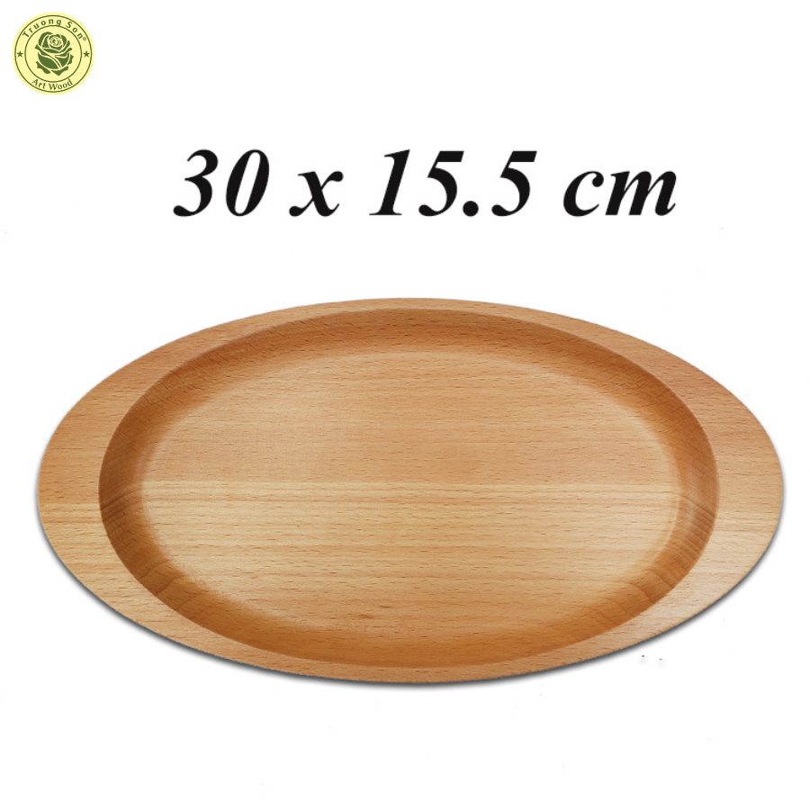 Khay Dĩa Gỗ Hình Oval Có Tay Cầm 30Cm TL75 - Đồ Gỗ Nhà Bếp Thương Hiệu Trường Sơn