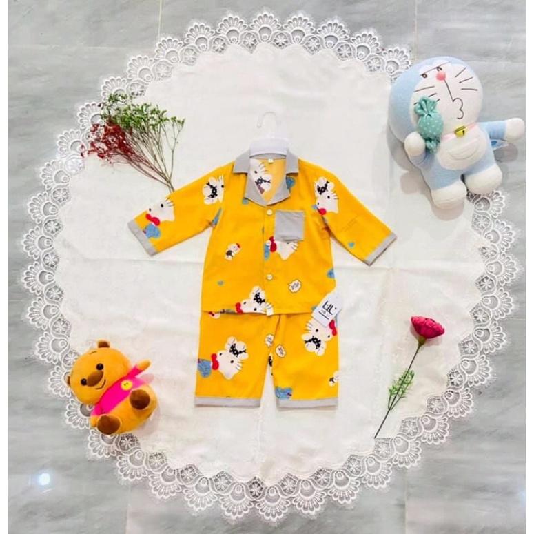 Bộ pijama lụa100d dài H&amp;U cho bé từ 10-18 kí