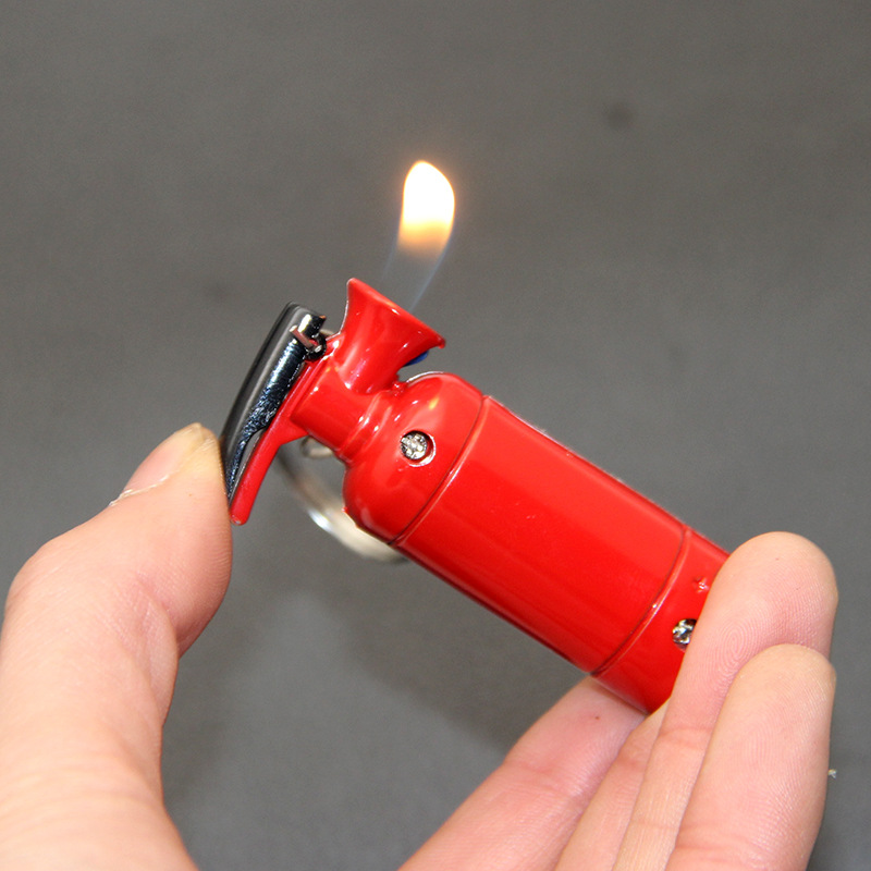 Hột quẹt bật lửa móc khóa hình bình chữa cháy mini kim loại - xài gas