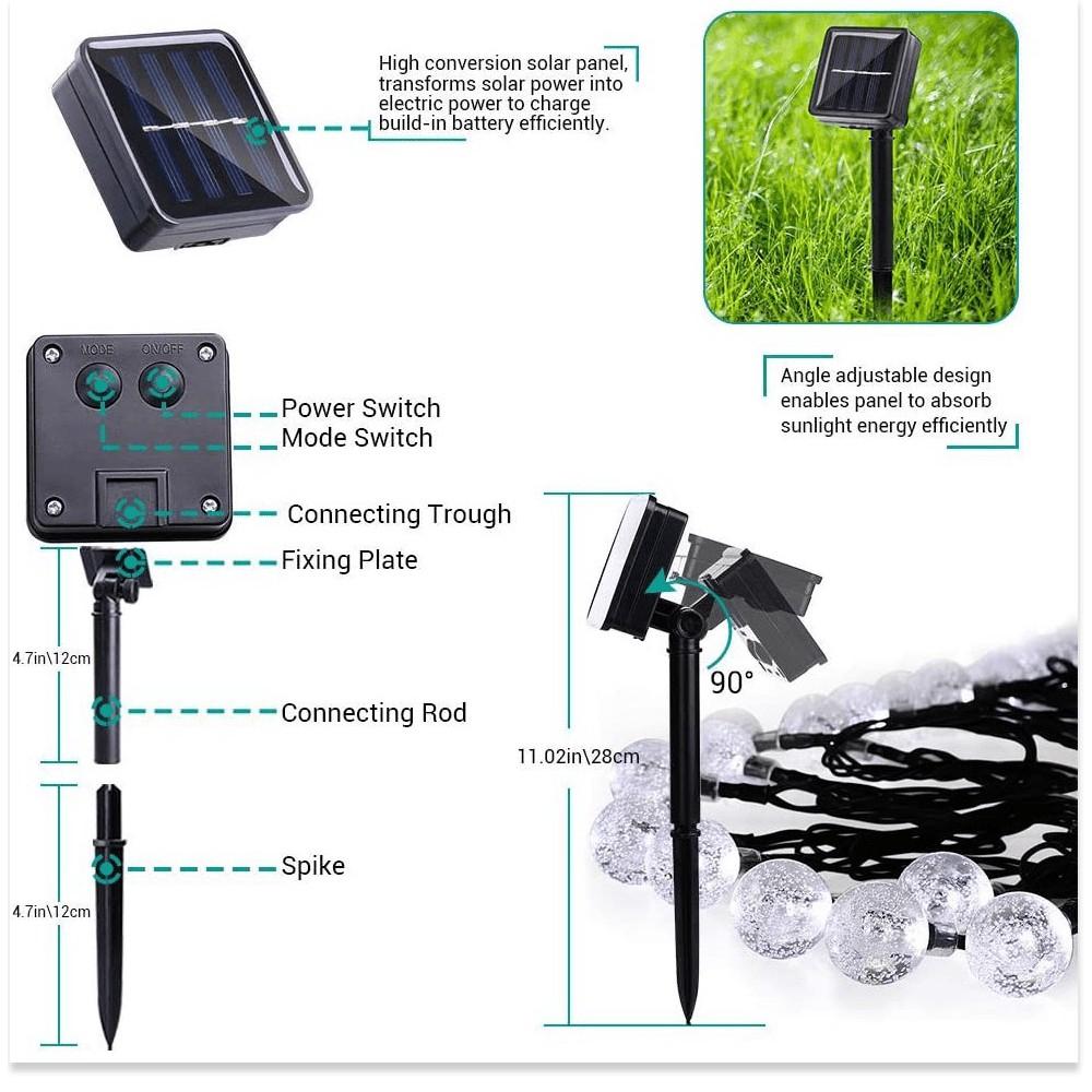 Bộ 50 Đèn Cầu LED SOLAR dạng dây treo sân vườn