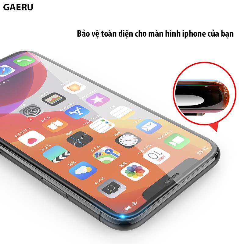 Kính cường lực GAERU Full viền cho iPhone XS 11 12 13 PRO PRO MAX kháng khuẩn cắt ánh sáng xanh bảo vệ mẳt