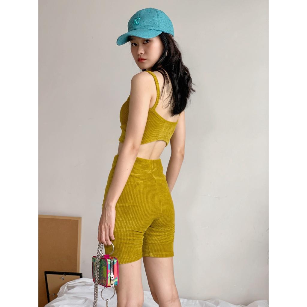 Quần Ôm Nhung Vàng Tartan - Velvet Pant WS / Yellow