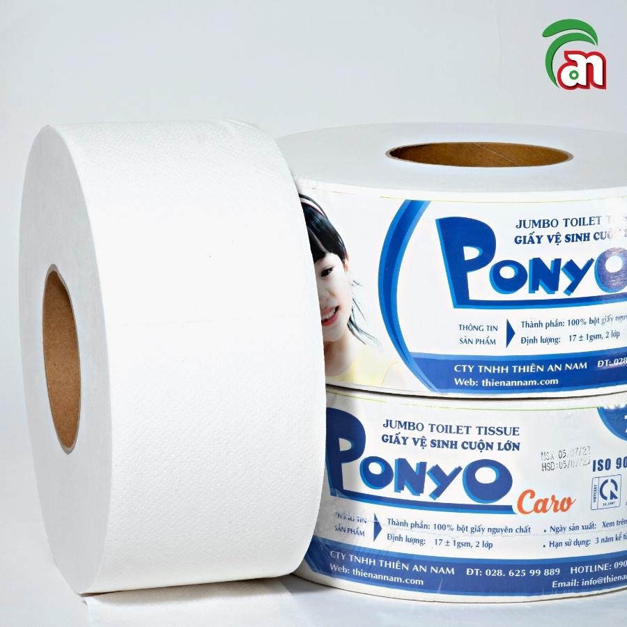Combo 5 cuộn lớn giấy vệ sinh đa năng họa tiết caro/trơn PONYO JB700 2 lớp 700g