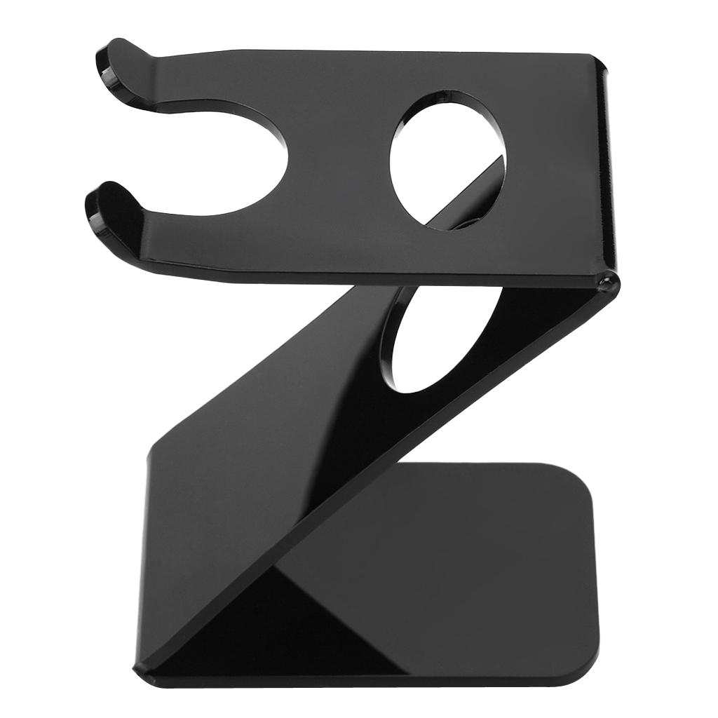 Acrylic Z-Shape Stand Barber Salon Brush Shaving Tools Holder Rack Black
