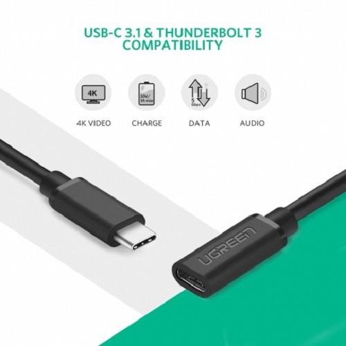 Dây USB Type-C nối dài 0.45m màu đen 40574- Hàng chính hãng Ugreen