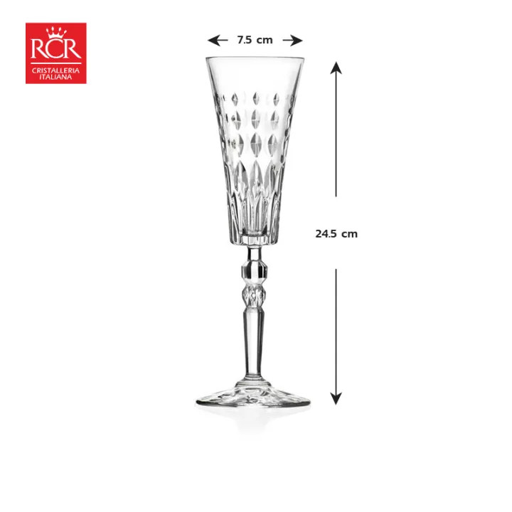 Ly Rượu Vang Thuỷ Tinh Pha Lê Ý RCR - Marilyn Flute Goblet 170ml